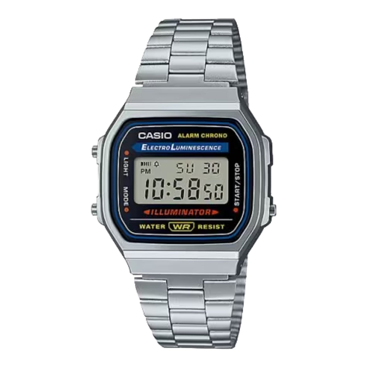Casio Vintage Digital Stainless Steel Bracelet Watch Silver - A-168WA-1Q